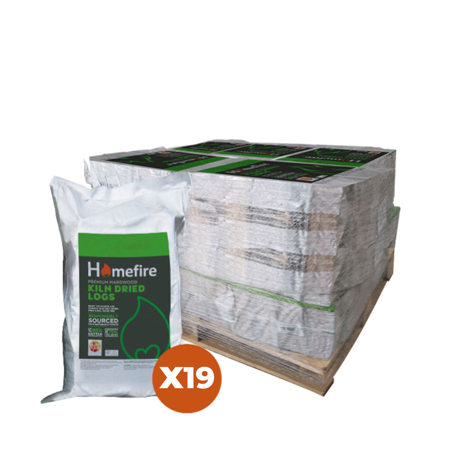 19 Handy Bags of Kiln-Dried Logs – Homefire