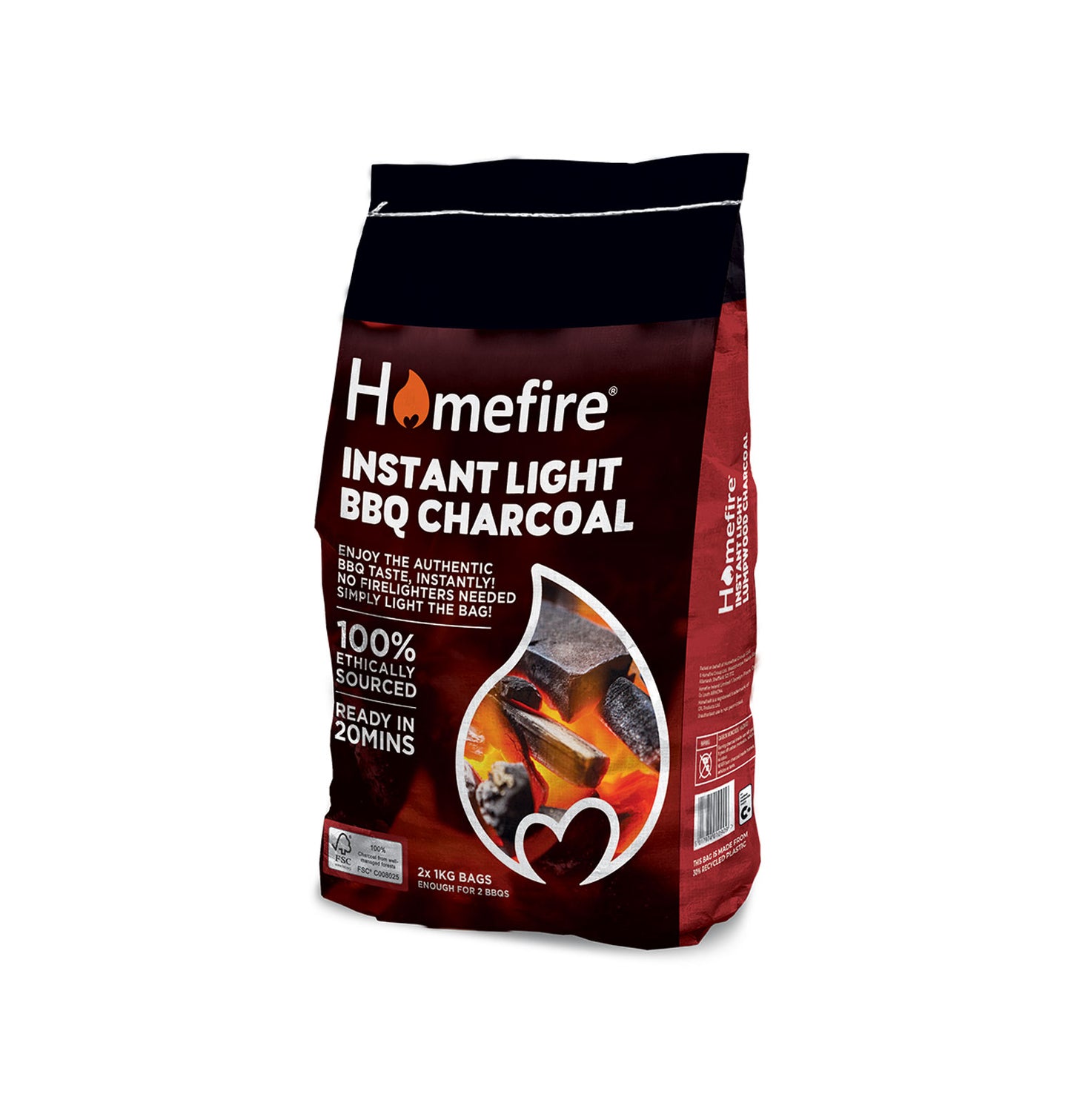 Homefire Instant Light Lumpwood Charcoal - 2 x 1kg