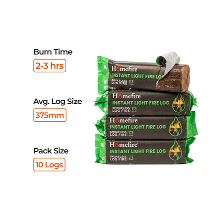 Homefire Instant Light Fire Logs x 10
