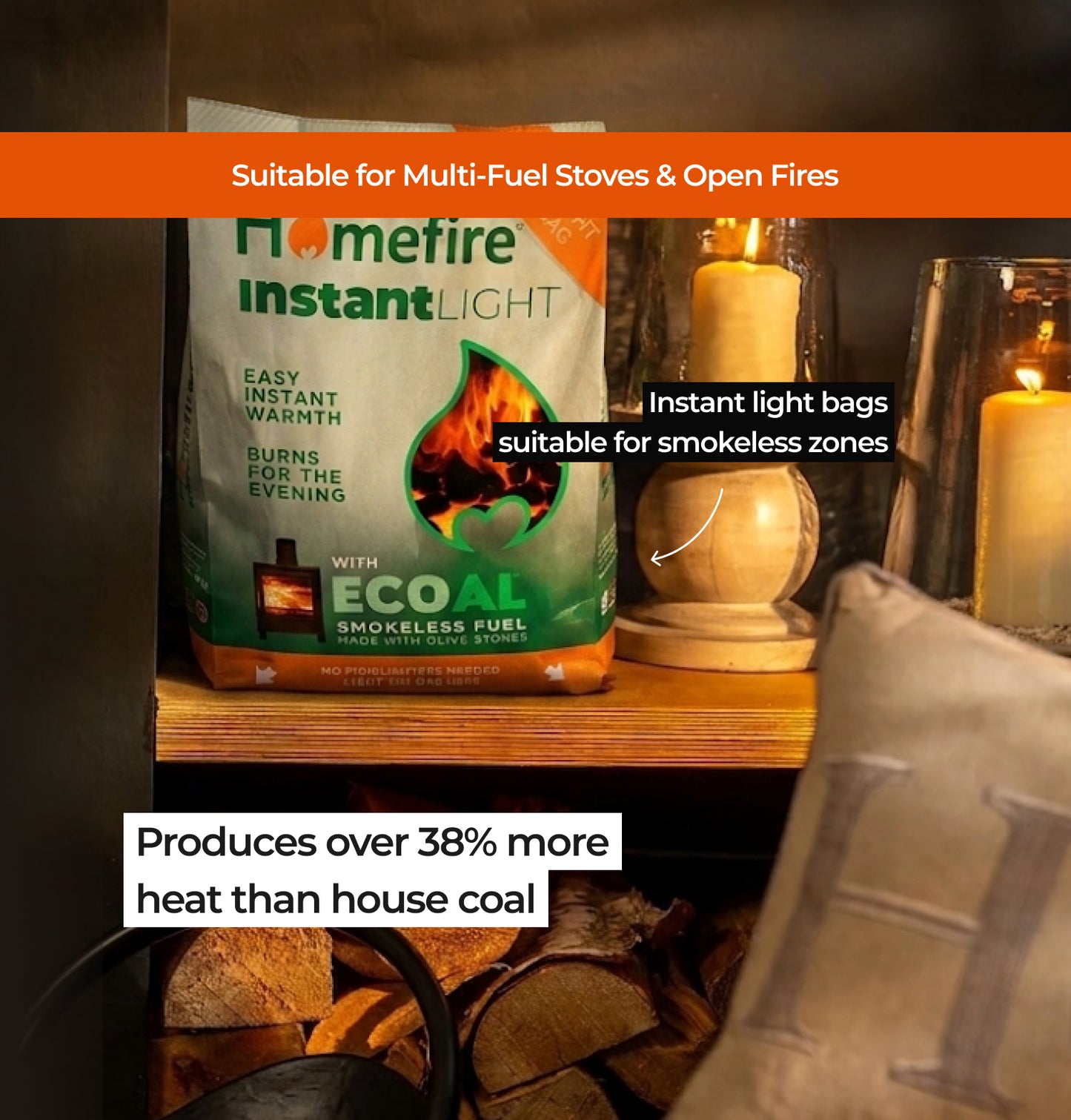 Homefire Instant Light Smokeless Coal Fire - 3kg