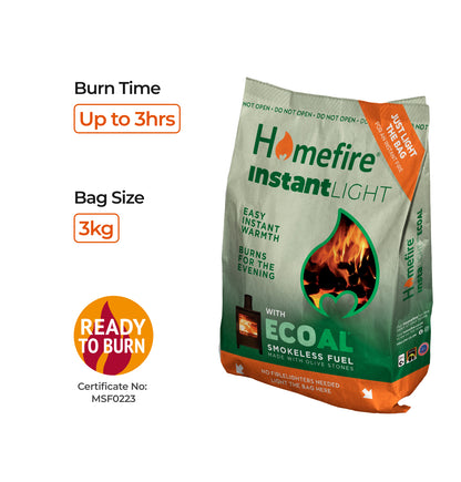 Homefire Instant Light Smokeless Coal Fire - 3kg