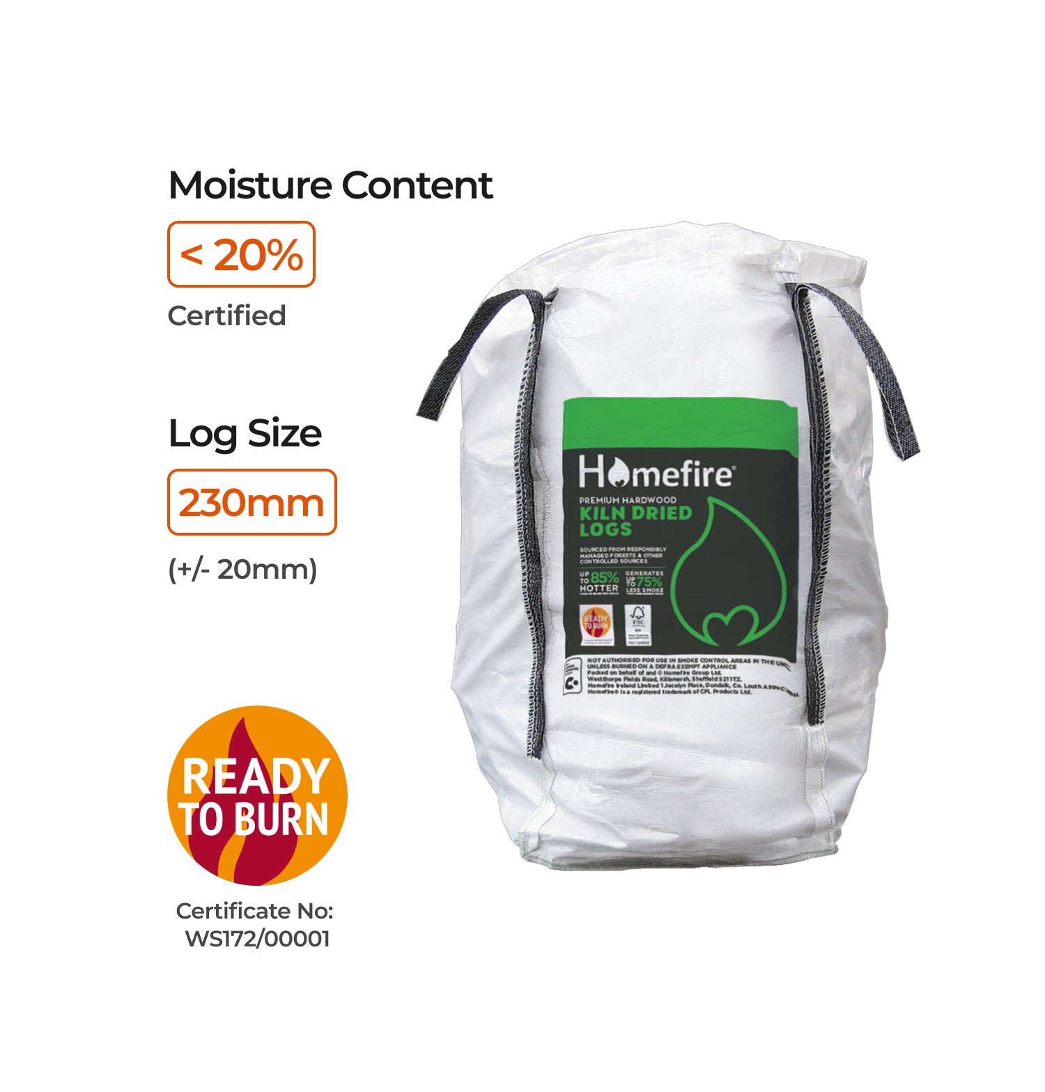 Kiln Dried Birch Firewood Logs - Bulk Bag (0.6m3) | Homefire