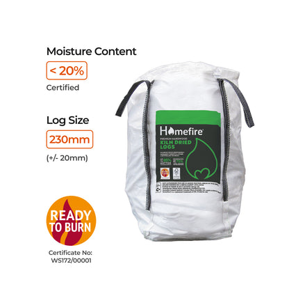 Homefire Kiln Dried Hardwood Logs - Bulk Bag (0.6m3)