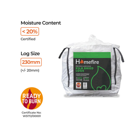 Homefire Kiln Dried Hardwood Logs - Bulk Bag (1m3)