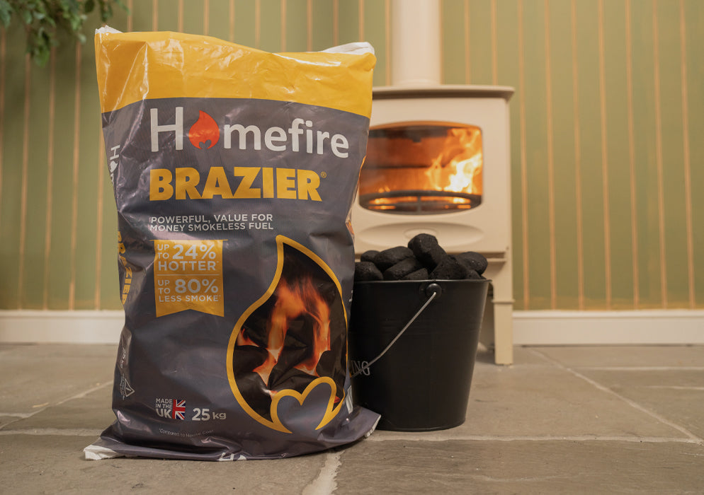 Homefire Brazier 25kg bag. Celebrating 10 years of trusted brazier fuel.