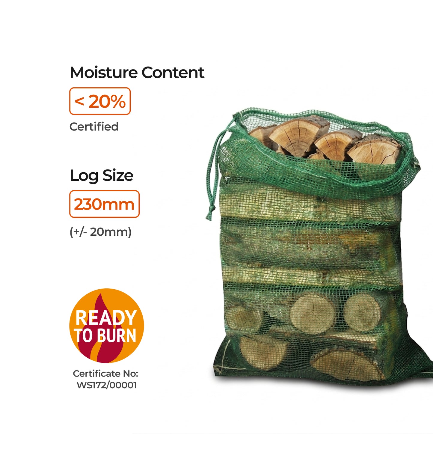 Kiln Dried Hardwood Logs - 30 Litre log Nets