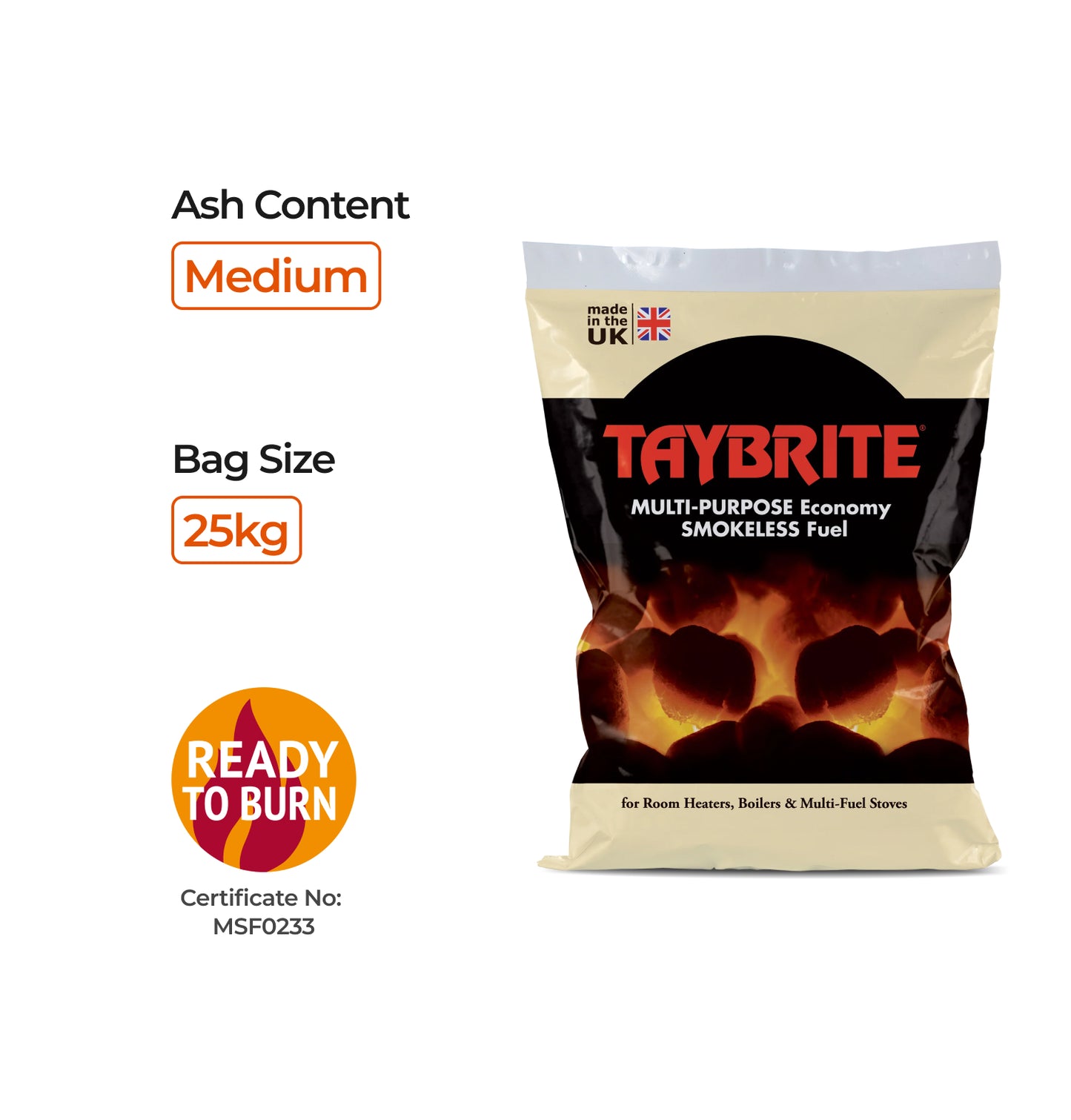 Taybrite Smokeless Coal - 25kg